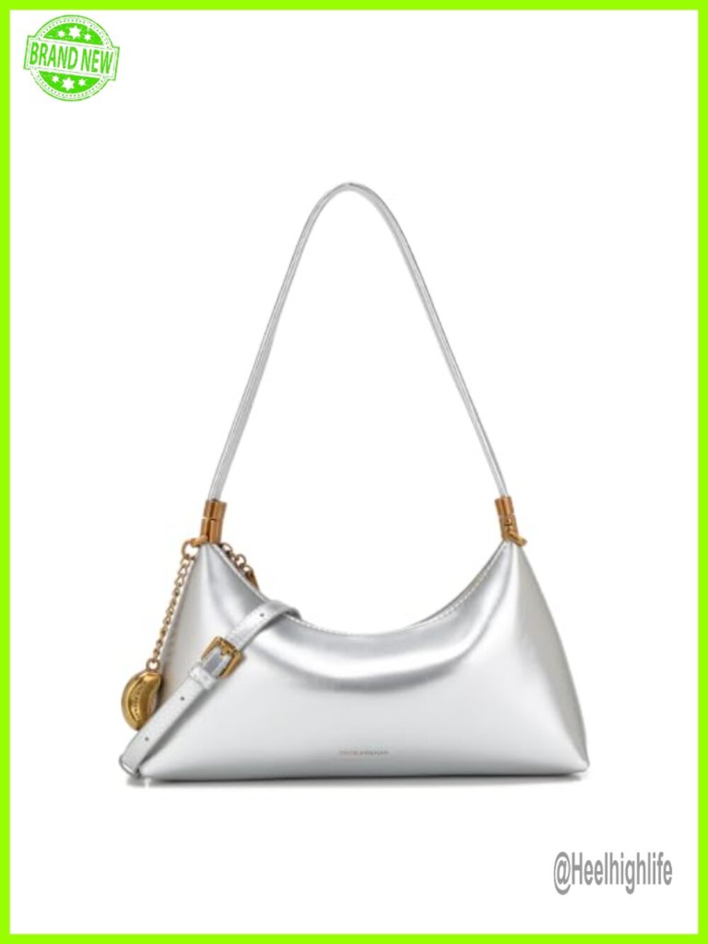 Faux Leather Crescent Shoulder Bag Crossbody Underarm Purse Zip Top